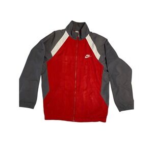 Nike Boys Windbreaker Jacket Size L (12-13)Red Grey White Y2K Vintage Mesh Lined